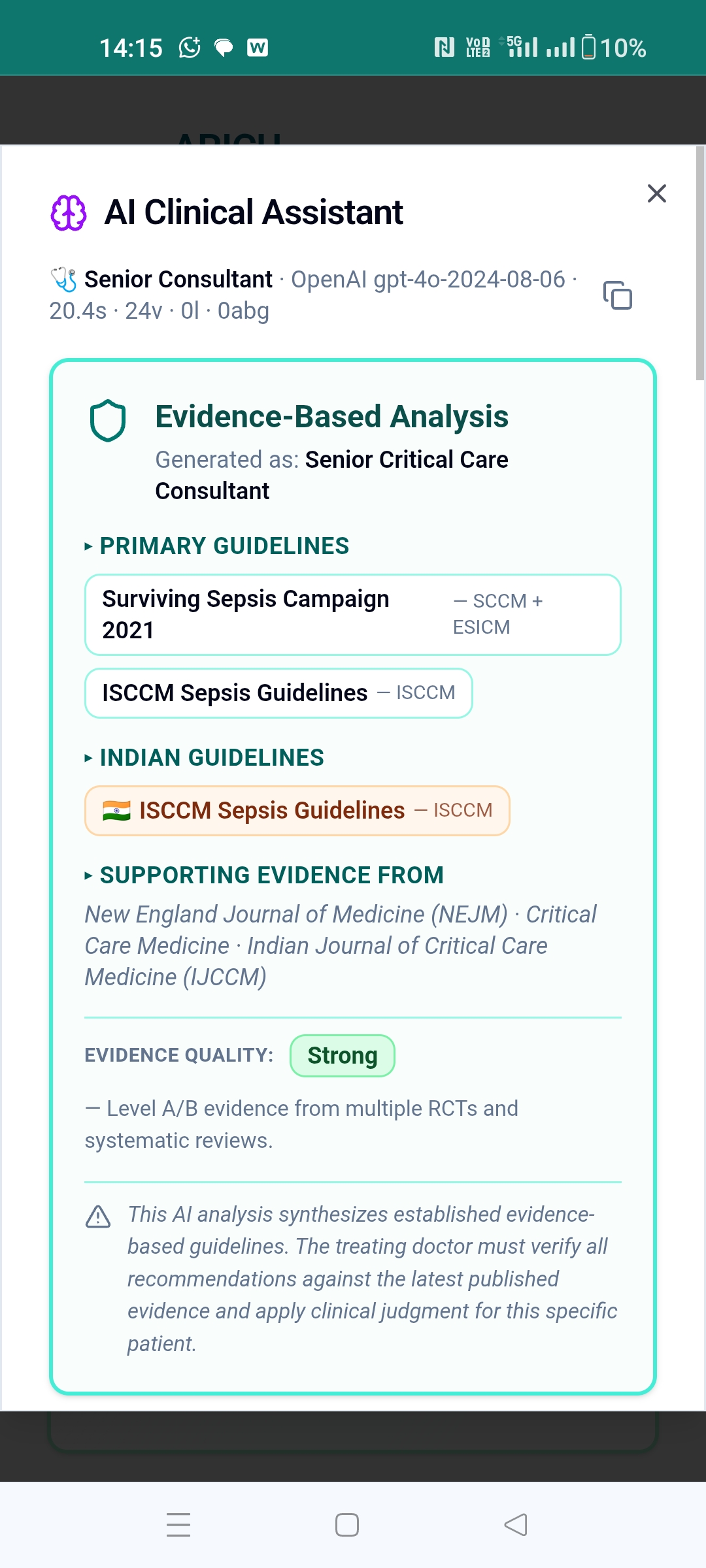 Evidence-based analysis with cited guidelines
